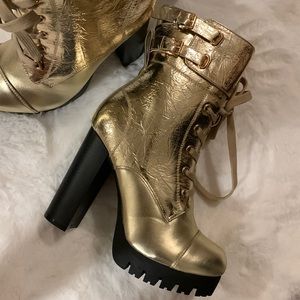 NEW IN BOX GOLD BOOTS